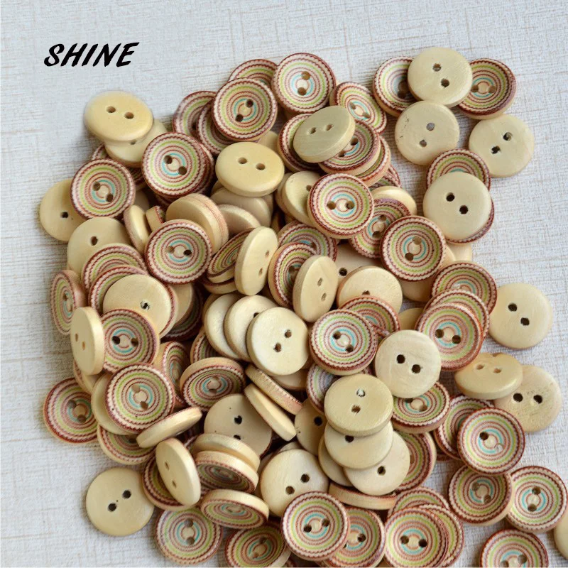Блестящие деревянные пуговицы для шитья скрапбукинг круглые с двумя отверстиями