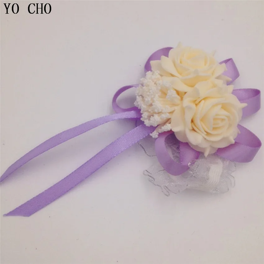 YO CHO Wholesale 10 pcs/lot Wrist Corsage Bridesmaid Sisters hand flowers Artificial Bride Flowers For Wedding Party Decoration | Дом и сад
