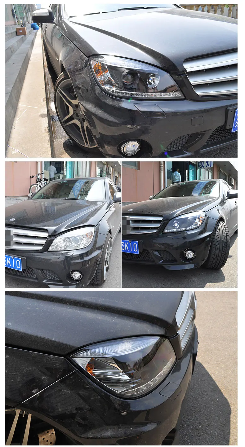 Автомобильный стайлинг фары чехол для Mercedes-Benz W204 C180 C200 C260 фары DRL Объектив Двойной Луч Биксенон HID