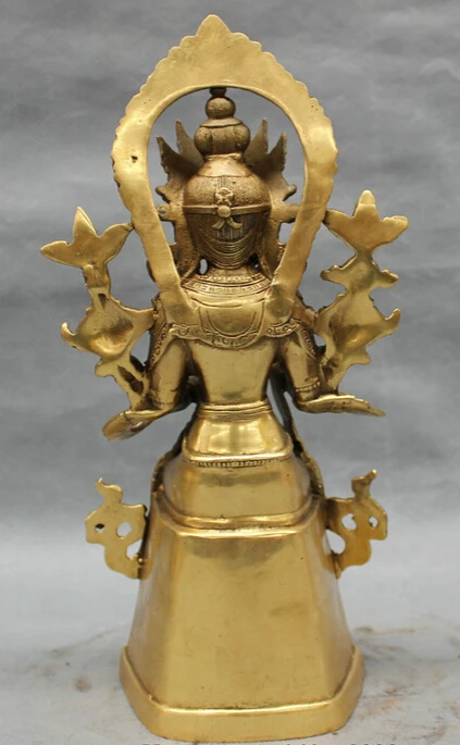 12 дюймов тибетская латунная буддистская статуя Будды Maitreya Kwan-Yin GuanYin богиня тара 29