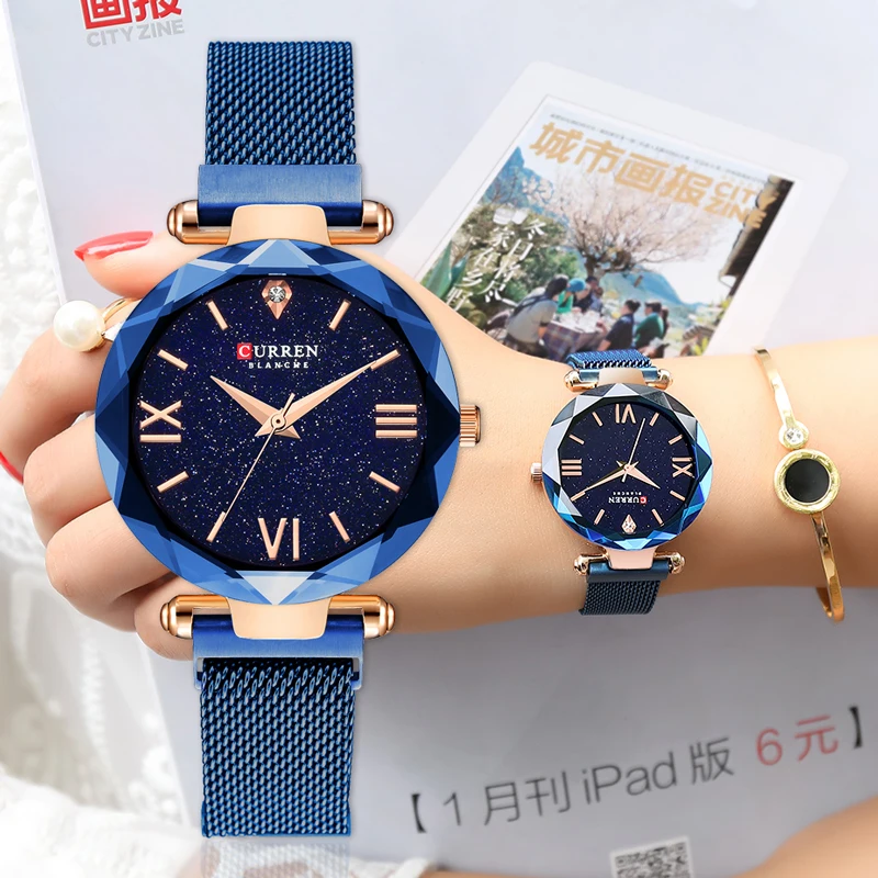 

CURREN Women Watches Top Luxury Brand Female Simple Fashion Blue Watch Ladies Quartz Wristwatch Waterproof Clock Gift for Women