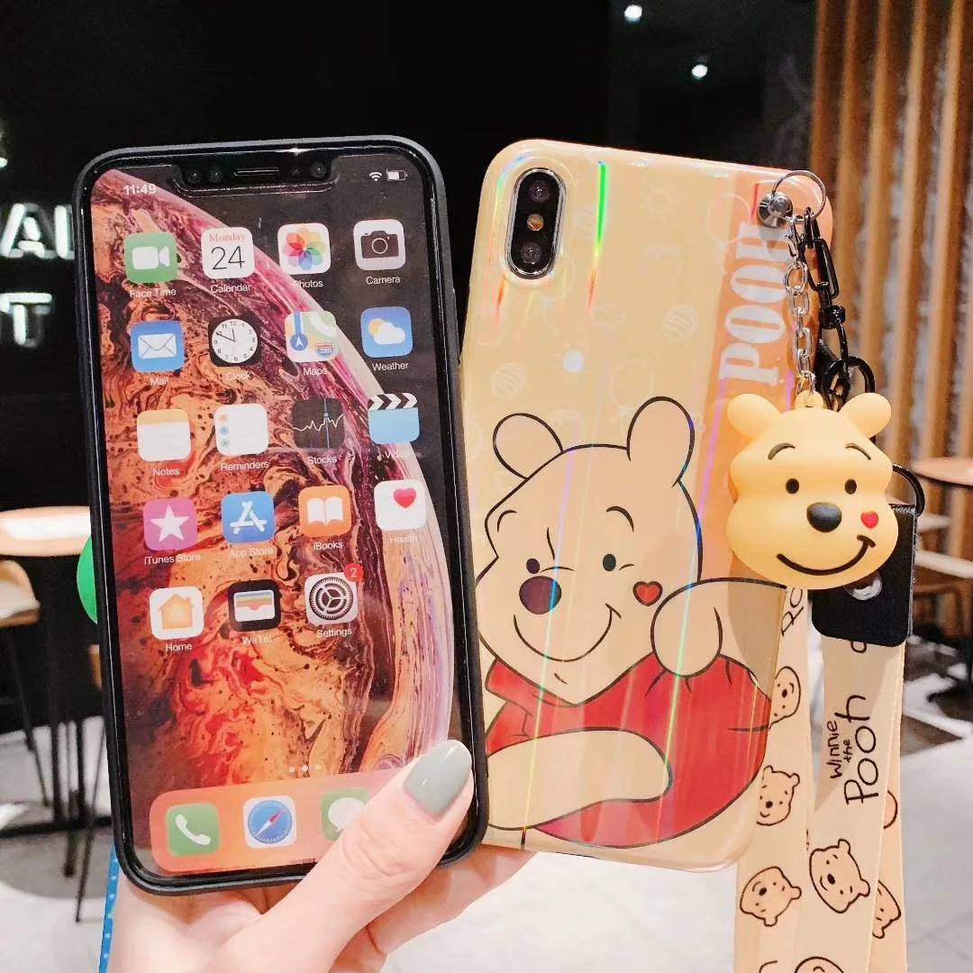 Чехол для huawei P30/p20 pro/nove3e minnie, для huawei p10/honor 9/mate10pro, чехол из ТПУ с рисунком+ длинный ремешок, 3D игрушка