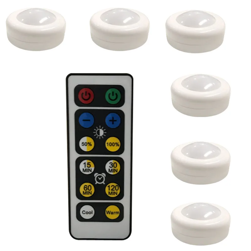 1Remote 6 Lamp Дистанционный беспроводной датчик касания с регулируемой яркостью светодиодный под кухонные шкафы Светодиодные шайбы для близкого гардероба домашний декор ночник - Цвет: 1Remote 6 Lamp