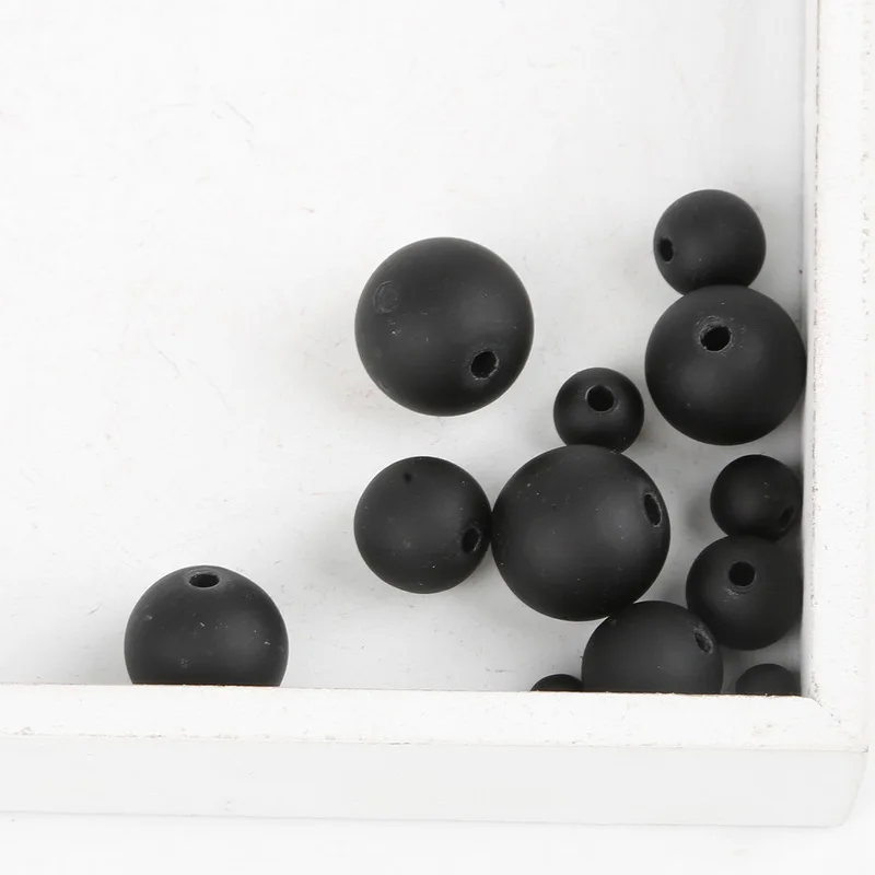 Pick Size 6-16mm Frost Matt Surface Black Round Beads ABS Plastic Loose Spacer for DIY Jewelry Findings | Украшения и аксессуары
