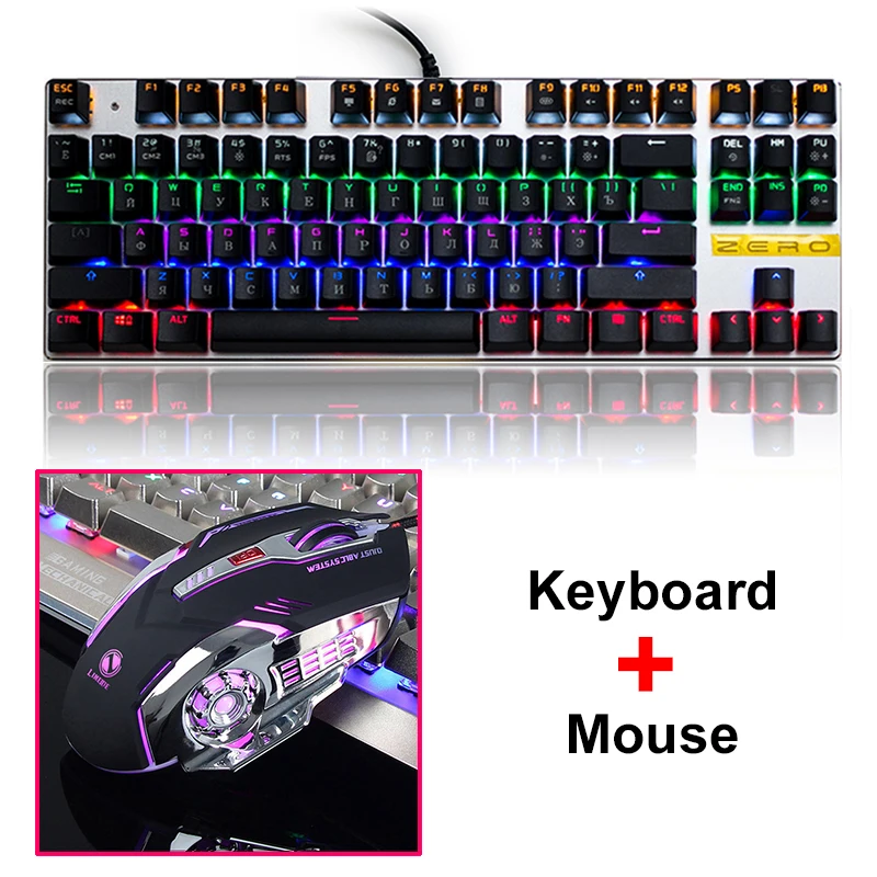 Metoo ZERO LED Breathing Backlit Pro игровая механическая клавиатура мышь Combos USB Проводная полная