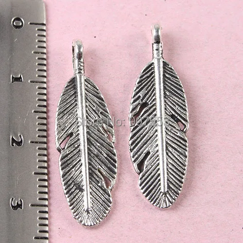 

40pcs Tibetan silver tone 2sided feather charms h1747