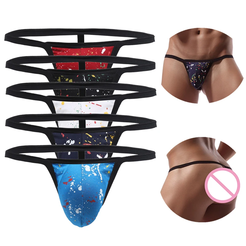 

Graffiti Print Jockstrap Gay Underwear Funny Low Waist Thong Men Convex String Homme Male Underwear Soft Thong Men Underwear