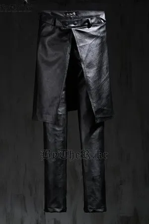 

27-44 ! 2016 New men's clothing faux leather two piece set culottes plus size leather pants trouserse singer costumes