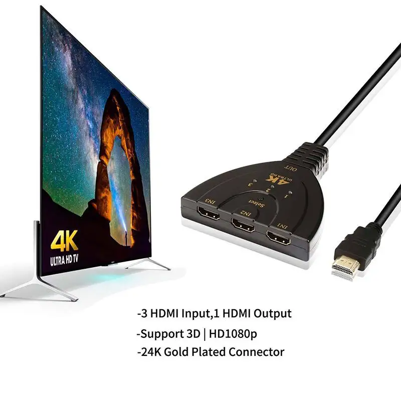 3 Порты и разъёмы совместимому с HDMI переключатель разветвитель кабеля 4K * 2K 2160P