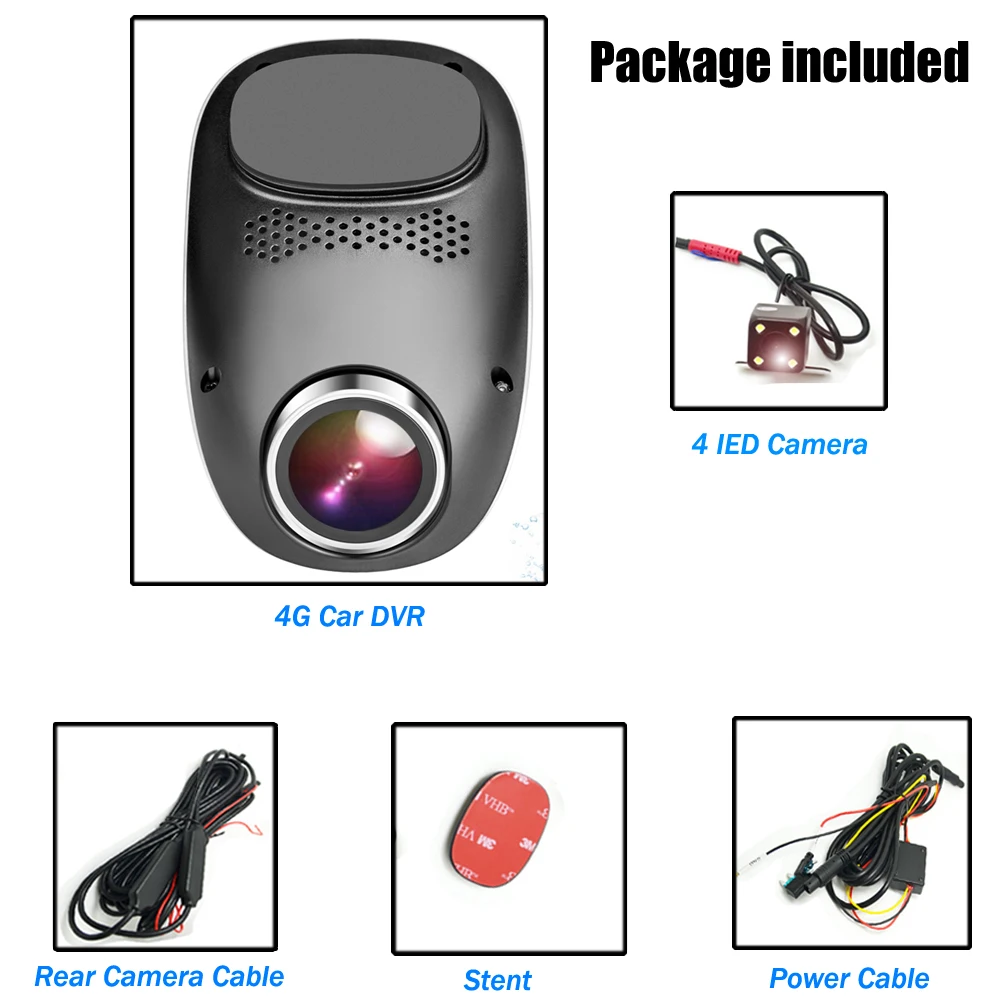Podofo 4G Wifi тире камера Android gps ADAS регистратор двойной объектив Full HD 1080p cam Мини петля