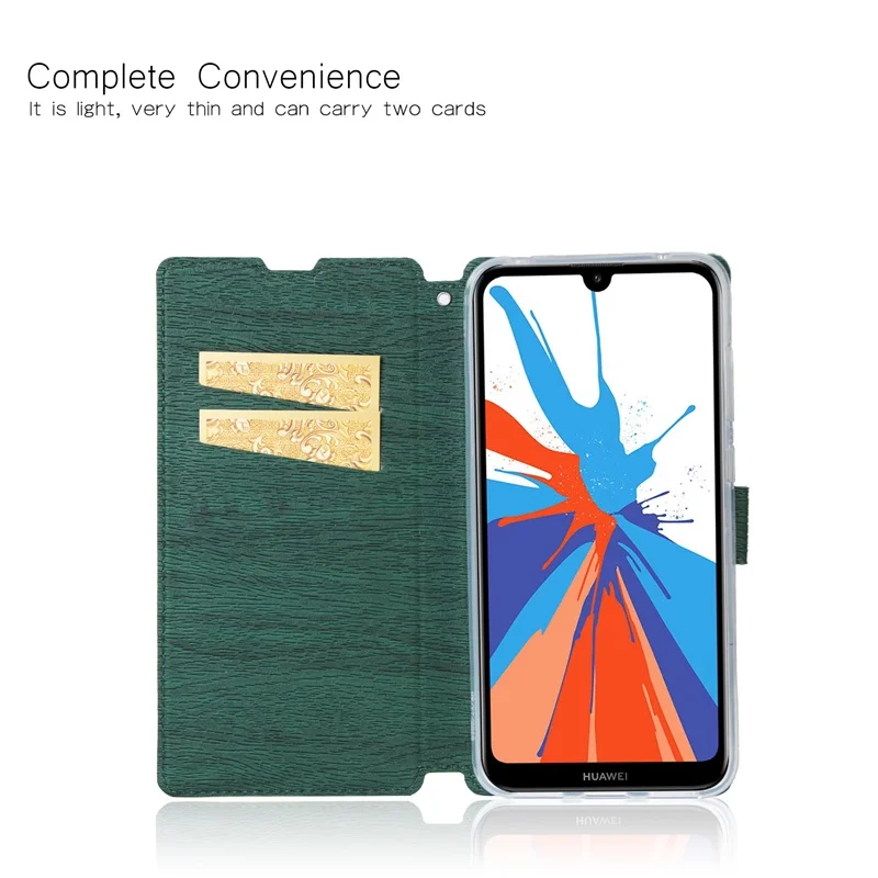 Чехол для Huawei Y7 2019 чехол подставка держатель из углеродного волокна Кожаный флип