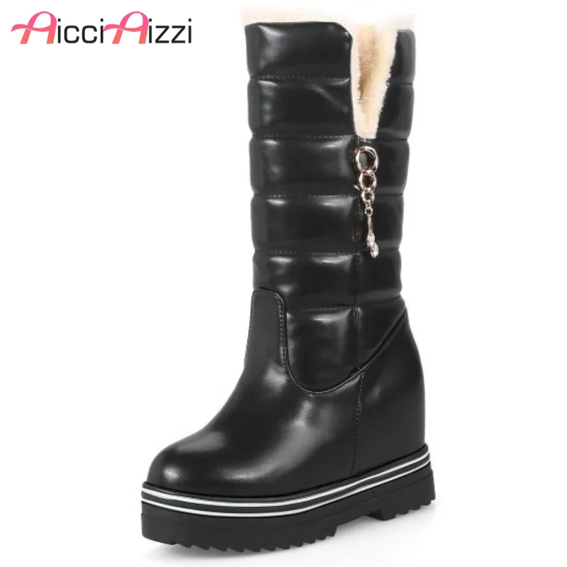 ZALAVOR/женские сапоги на платформе увеличивающие рост теплые зимние меху женские