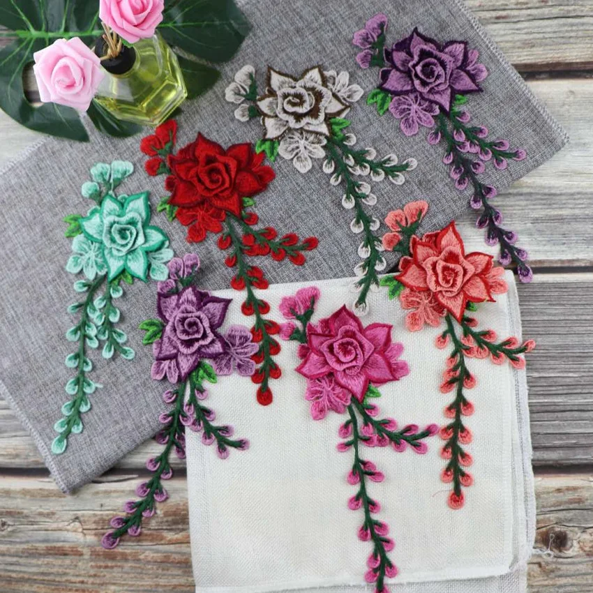 10 pc Beautiful Flower Floral Collar Sew Patch Applique Badge Embroidery Dress Handmade Craft Ornament Fabric | Дом и сад