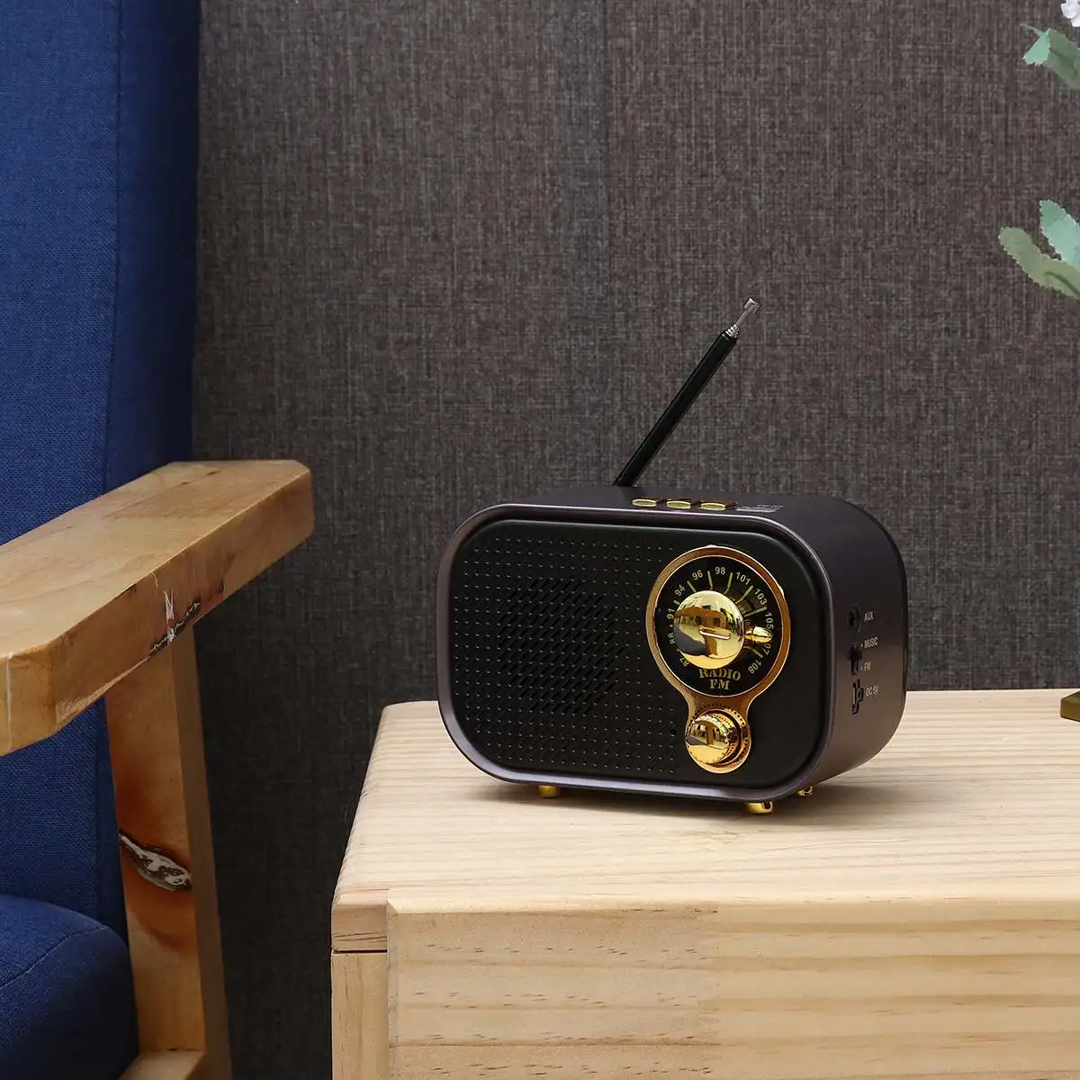 Мини 5 вт USB bluetooth портативный ретро винтаж FM радио поддержка AUX TF карта динамик музыкальный плеер встроенный перезаряжаемый аккумулятор