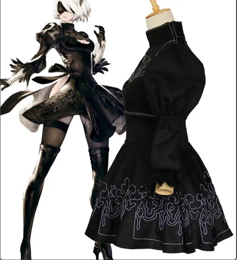 Игра ниус: Automata Косплей Yorha тип A No. 2 Cos костюм для Хэллоуина полный (платье + маска