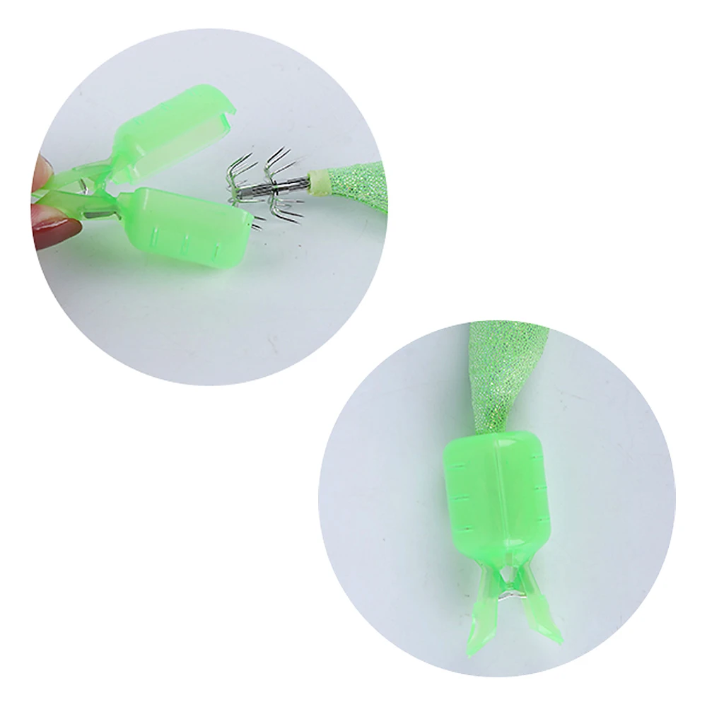6Pcs Wood Shrimp Jig Squid Hook Caps Umbrella Hook Covers Protectors with Carabiner Clips New Fishing Tackle