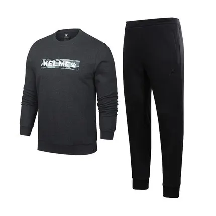 KELME, мужские костюмы для бега, спортивная одежда, мужской спортивный костюм, уличные осенние толстовки с длинным рукавом, TZ-3971001 - Цвет: Grey Black