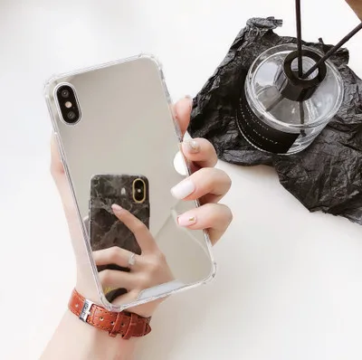 Silvery Роскошные зеркальные гальванические мягкие противоударные ТПУ чехлы для 11 PRO X XS чехол для MAX XR Защитные чехлы для iPhone 6 6s 7 8Plus - Цвет: Silvery