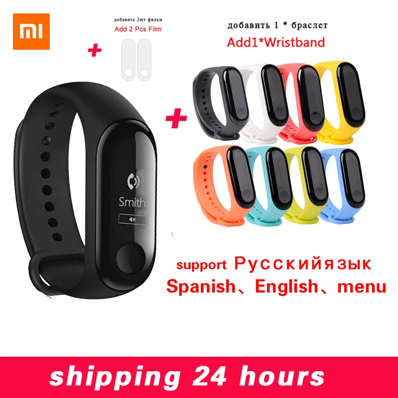 Оригинал Сяо mi Группа 3 Смарт-браслет Фитнес браслет большой Сенсорный экран OLED