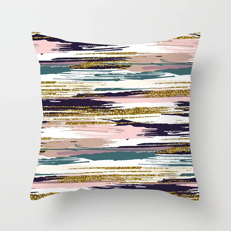 Чехол для подушки Fuwatacchi Cross С Разноцветными полосками золотистого цвета