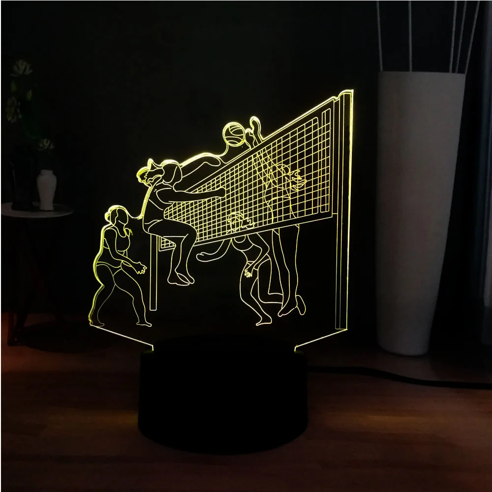 Новые 3D креативные Спортивные Женские волейбольные команды, играющие в волейбол светодиодный Изменение светодиодный DEC настольная лампа лучший подарок друзей