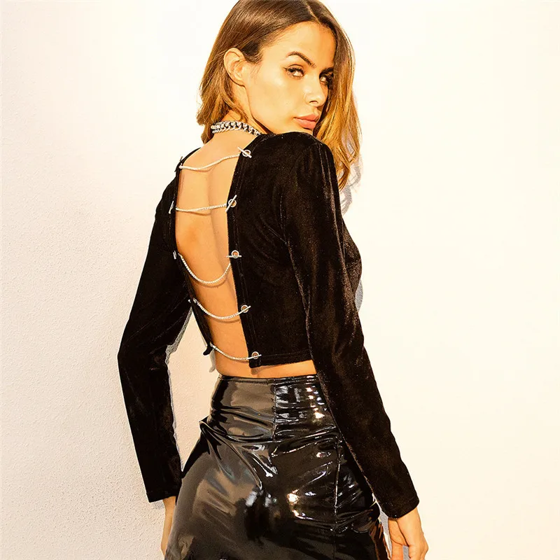 2017 Новая мода Черный спинки сексуальная Растениеводство футболки Повседневная