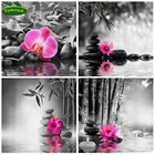 YUMEART, черно-белая мозаика для рукоделия, алмазная вышивка крестиком, квадратная Картинка из страз цветок орхидеи, алмазная вышивка бисером