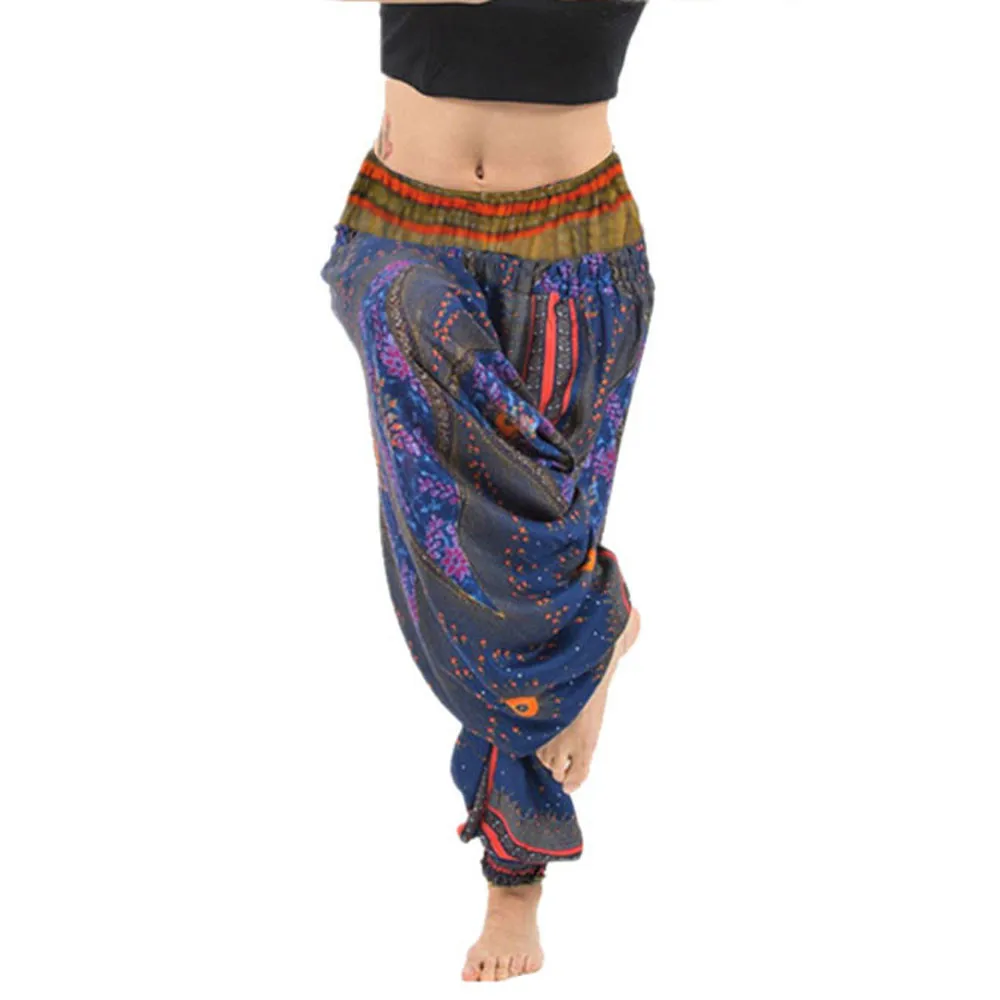 Женские повседневные летние свободные штаны для йоги мешковатые шаровары в