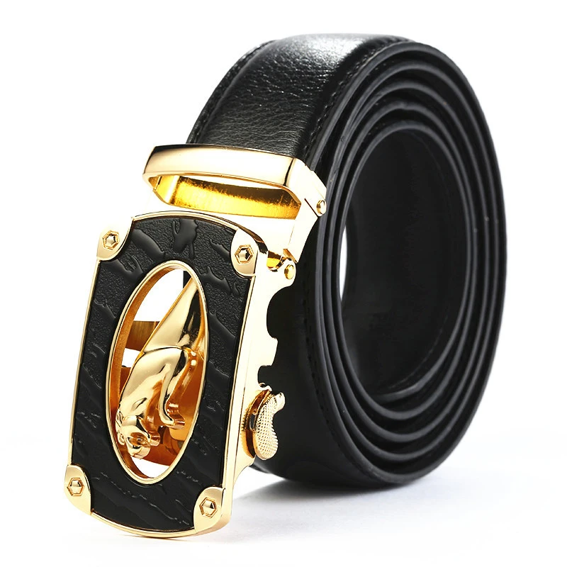 Ремень LFMB мужской из натуральной кожи пояс с леопардовым принтом автоматический