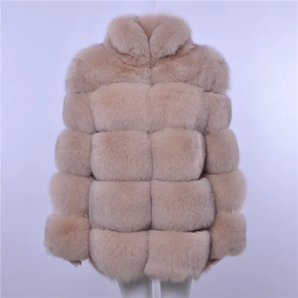 Beige Пальто из натурального меха, зимняя куртка, одежда из натуральной лисы,, модная,, Полный Пелт, Женское пальто из натурального Лисьего меха, зимнее пальто для женщин - Цвет: Beige
