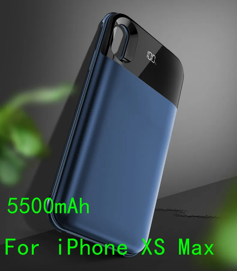 XS Max-Blue Умный чехол для зарядного устройства с цифровым дисплеем для IPhone X XS Max, чехол для iPhone X R - Цвет: XS Max-Blue