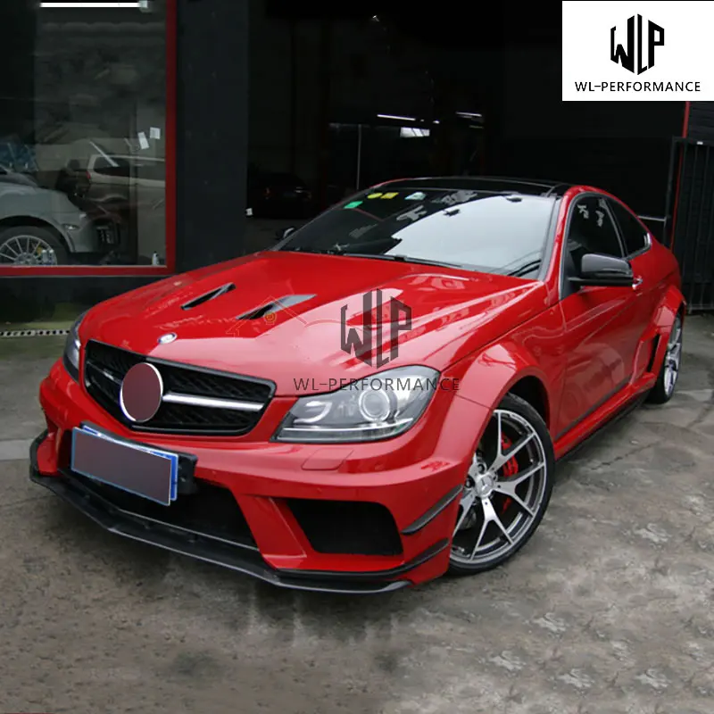 W204 C300 C63 FRP Неокрашенный широкий автомобильный комплект кузова передний задний бампер боковые юбки капот двигателя для Mercedes-Benz W204 06-12