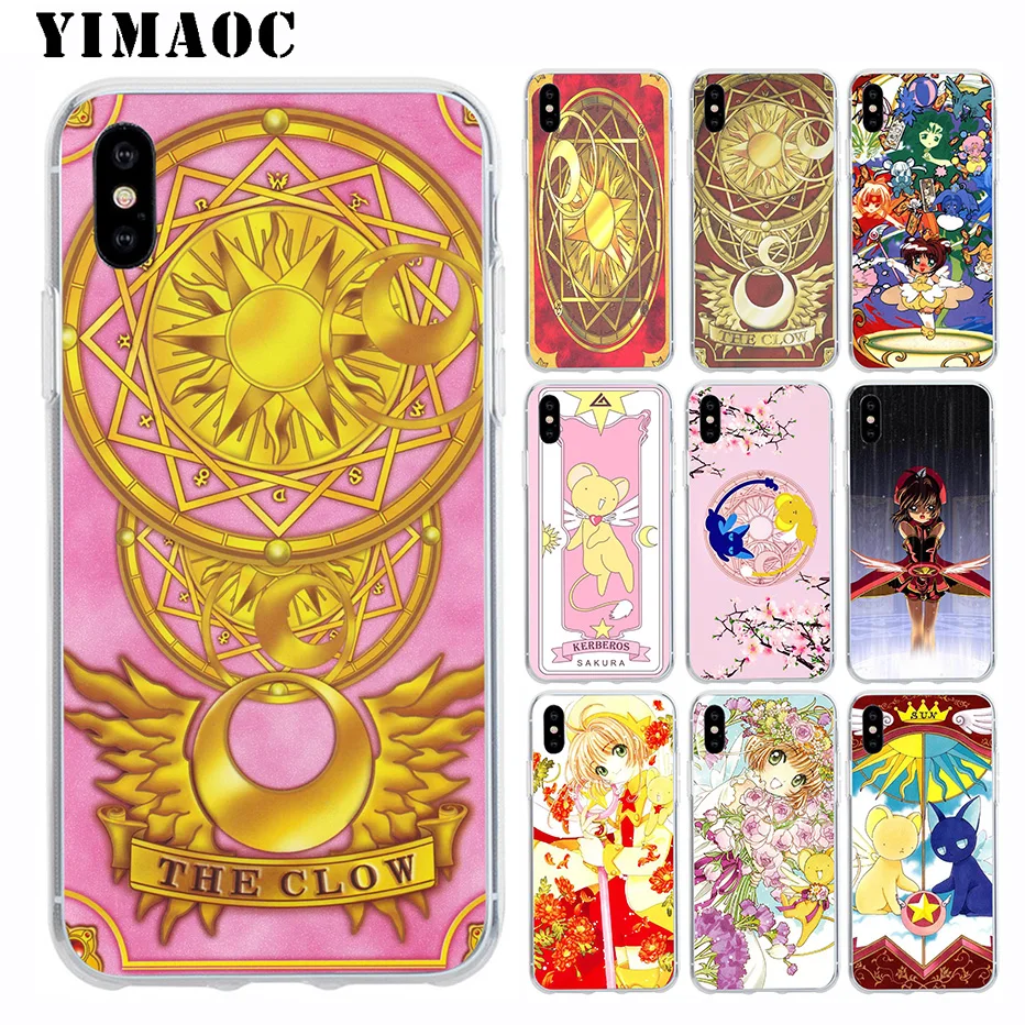 YIMAOC Sakura Card Captor Cardcapto Soft Silicone Case for Apple Iphone Xr Xs Max X 10 8 Plus 7 6S 6 SE 5S 5 7Plus 8Plus |