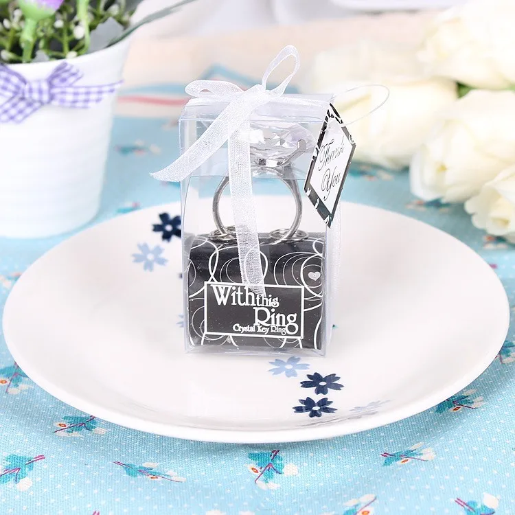 100 шт./лот кольцо для свадебной вечеринки с искусственным бриллиантом брелоки