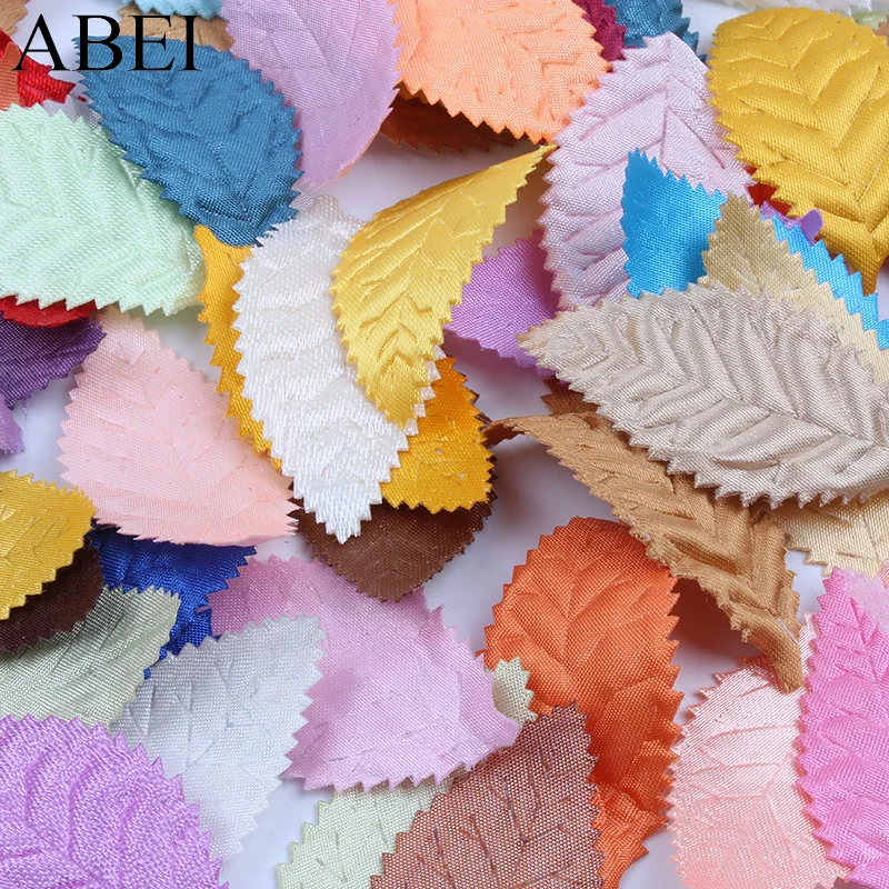 100 шт./лот разноцветные нашивки с листьями из искусственного шелка листья для