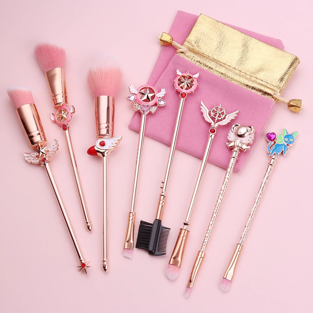 Серебра в виде милого героя аниме Cardcaptor Sakura/Сейлор Мун набор кистей для макияжа косметический порошок Базовая кисть для теней Наборы; подарок для девочки