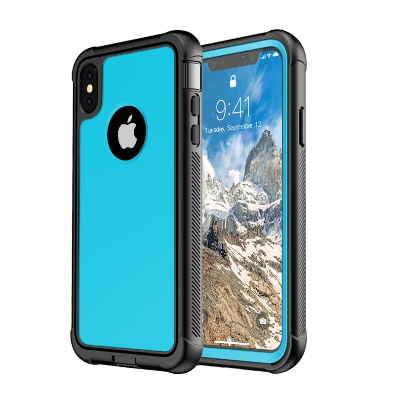 Для Apple iPhone XR XS Max чехол, для 360 градусов Защита всего тела прочный прозрачный бампер чехол со встроенной защитной пленкой - Цвет: Blue