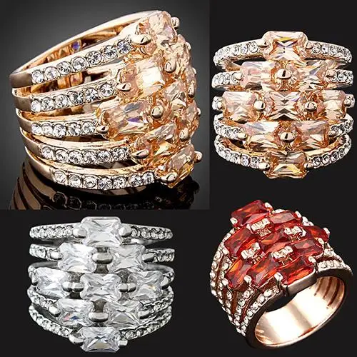 Bluelans Модный кристалл циркония горный хрусталь инкрустированное кольцо браслет