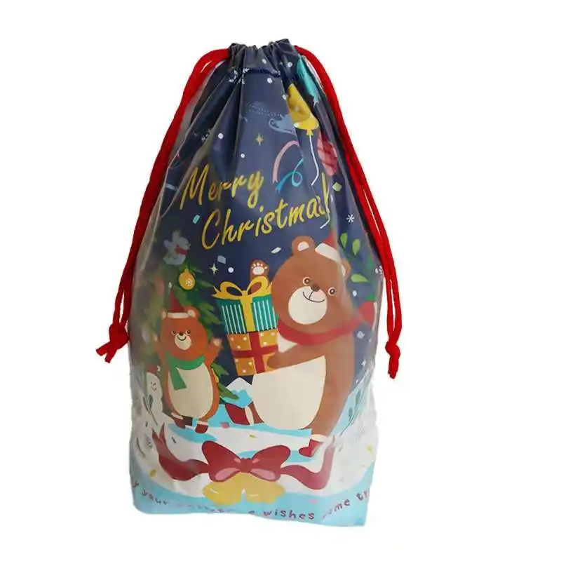 100 шт./лот/партия роскошные пластиковые подарочные пакеты с кулиской на Рождество