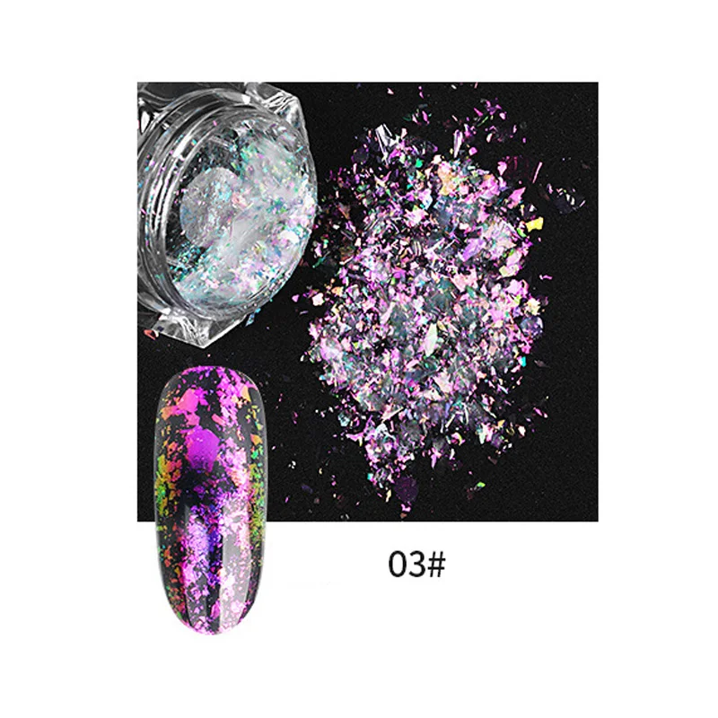 as picture Nail Glitter Sequins Powder Holographic Spangles 3D Nail Art Decoration MH88 - Цвет: as picture