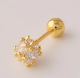 Серьги SaYao 1 шт. с кристаллами 16G 2 мм серьги шарики для ногтей штанга из циркония