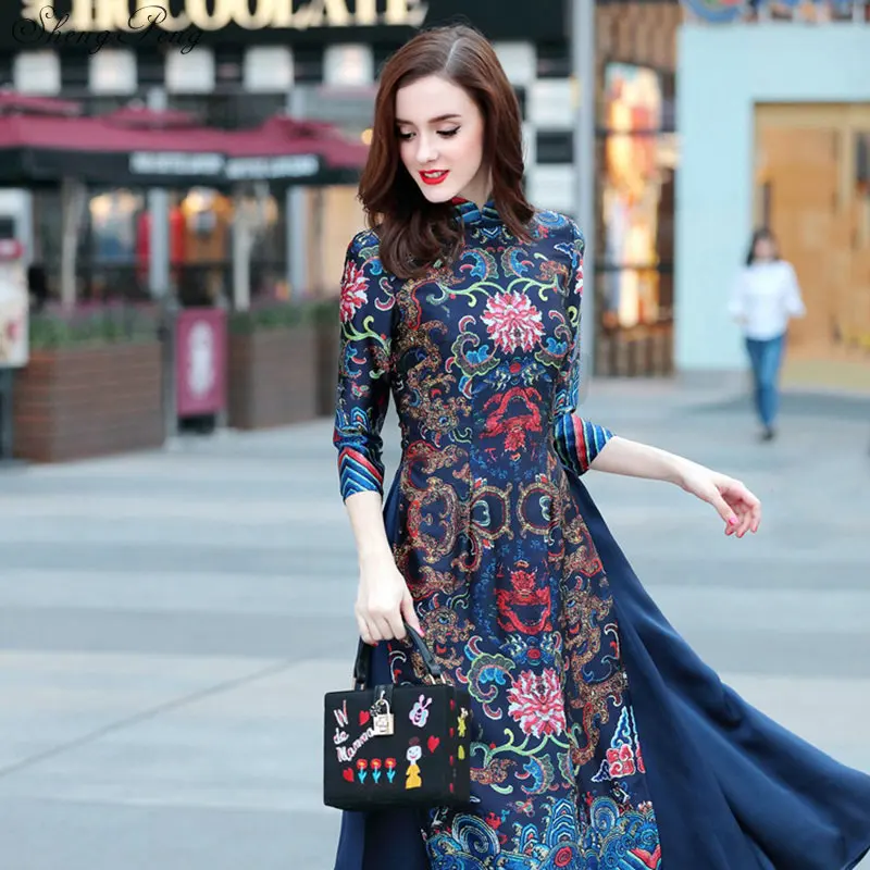 Вьетнамское аозай китайское традиционное платье китайское платье Qipao длинное китайское платье Чонсам халат кружевное платье Q307