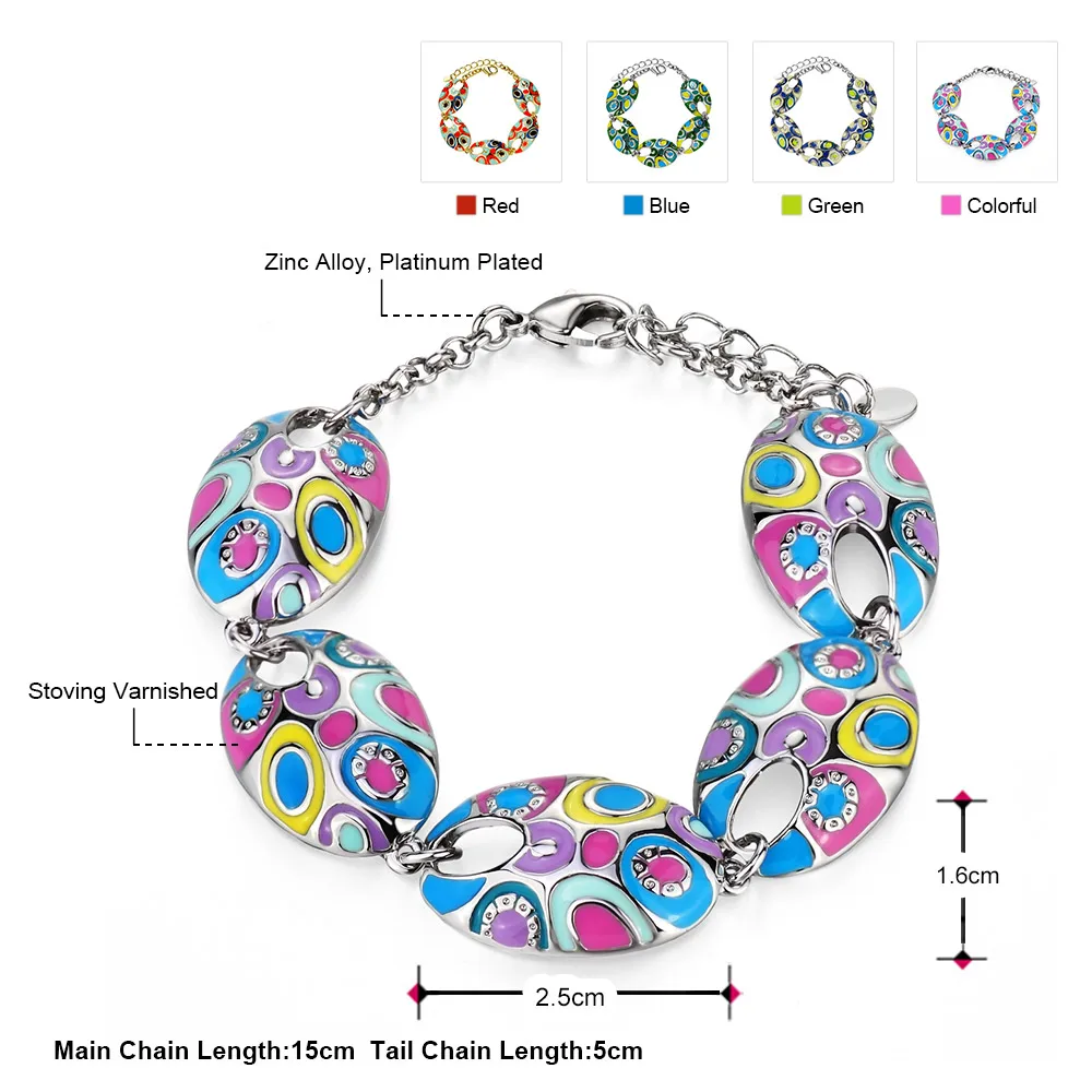 Neoglory этнические красочные эмалевые богемные очаровательные браслеты-манжеты и