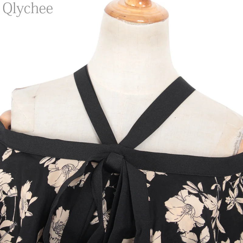 Qlychee летний сексуальный женский топ с открытыми плечами цветочным принтом