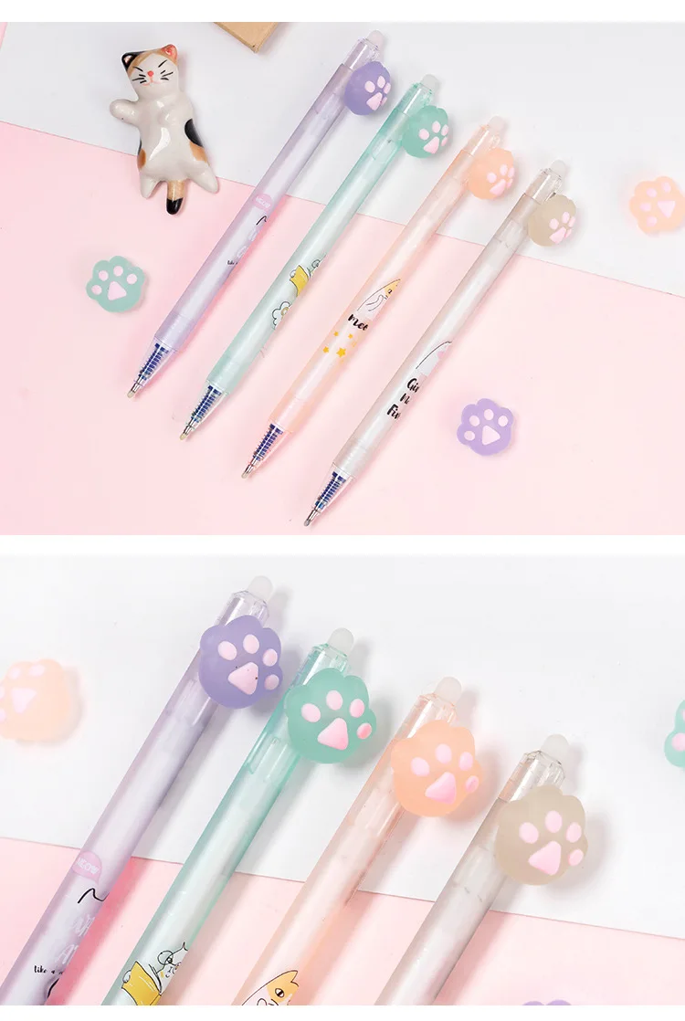 Гелевая ручка Kawaii meow Cat claw, стираемая, милая ручка с синими чернилами для печати, ручка для подписи, Escolar Papelaria, школьные офисные принадлежности, рекламный подарок