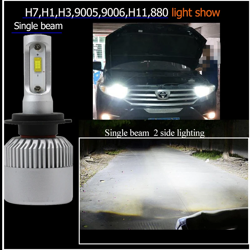 YAMYFF фар автомобиля H7 светодиодный H4 H1 лампы H11 лампа H3 H27 880 HB3 HB4 50 W 9000LM 6000 K авто