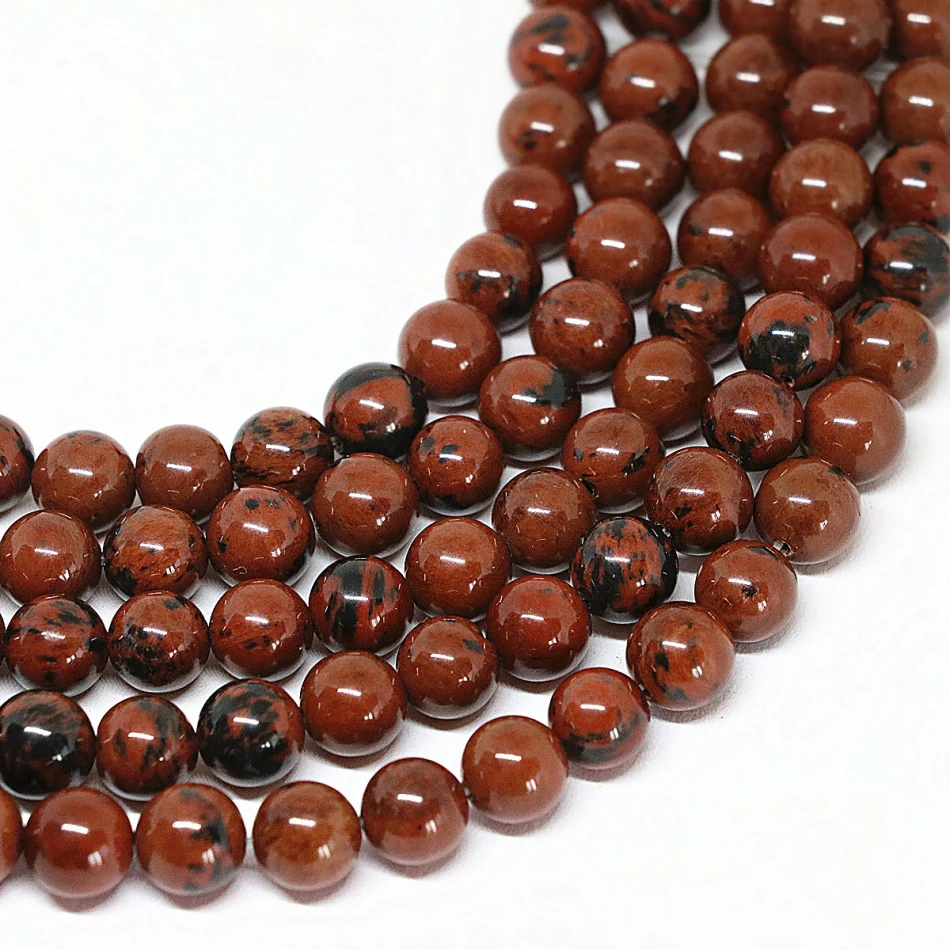 Новая мода натуральный золотой цвет красное дерево обсидиан камень круглые