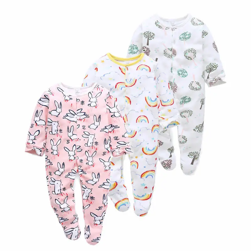 Детские пижамы из 100% хлопка с принтом и пуговицами спереди детские для сна игр 3