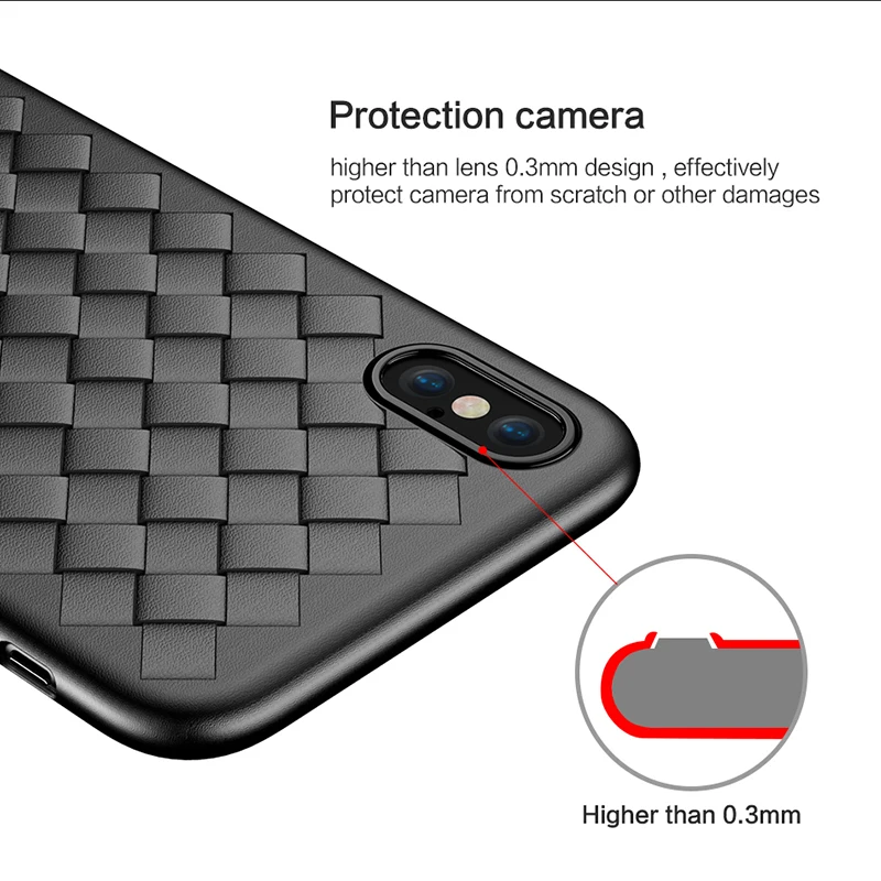 Для iPhone X XS MAX XR 11 Pro Max противоударный Ультратонкий Мягкий ТПУ тканый кожаный чехол