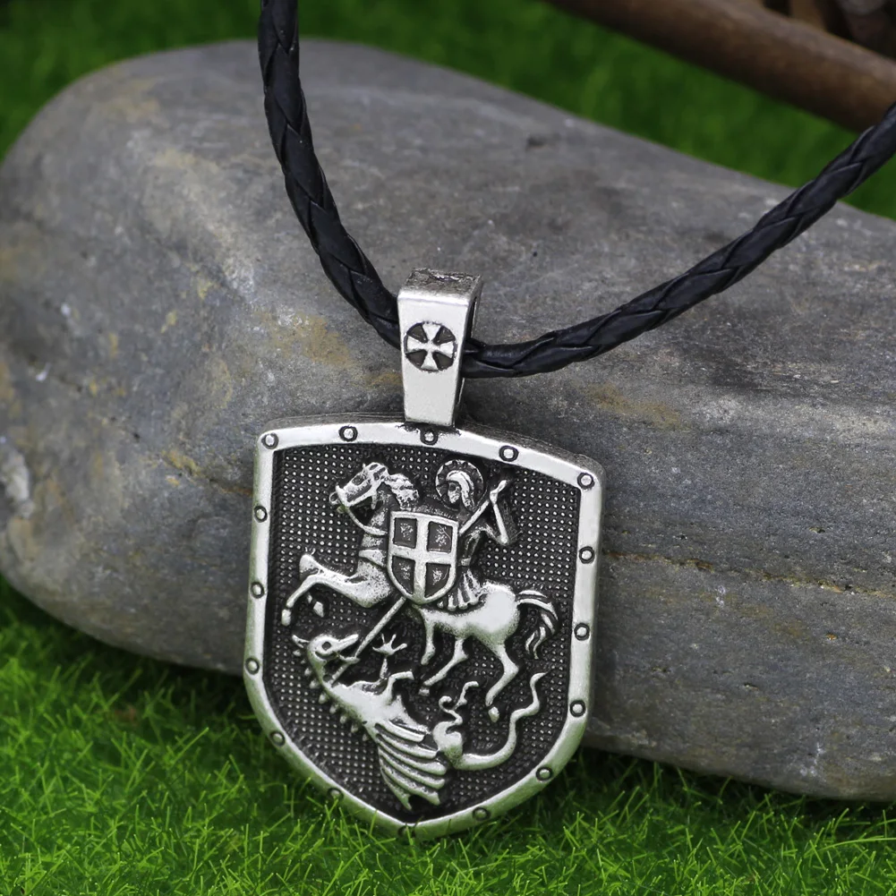Youe shone ST.GEORGE ON HORSE убивает щит дракона крест медаль амулет с узелком кулон|st george|st